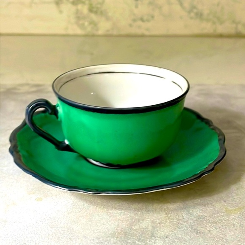Antique Demitasse Cup & Saucer Hand Painted Made in Germany Antique Makers Mark